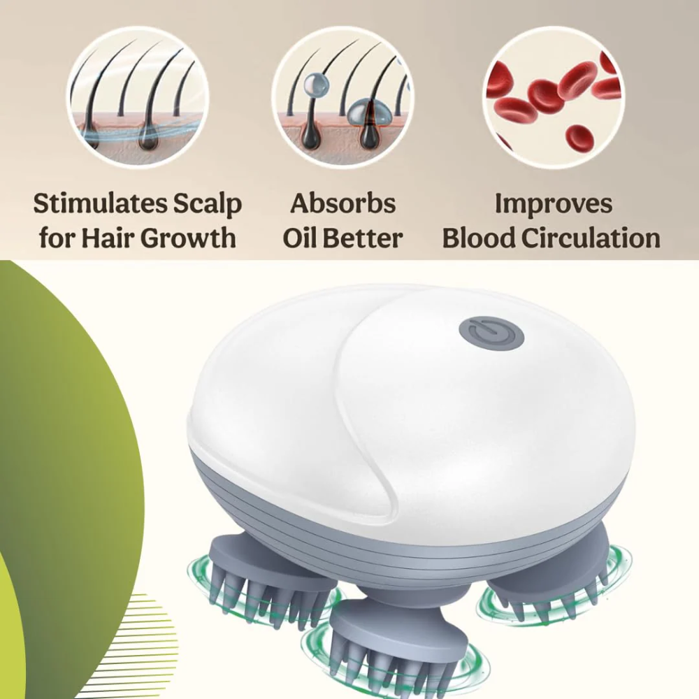 Electric Scalp Massager with 3 Rotating Heads