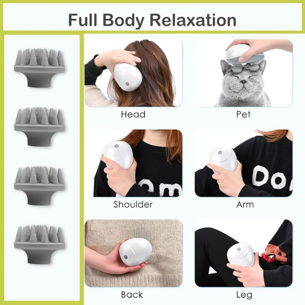 Electric Scalp Massager with 3 Rotating Heads