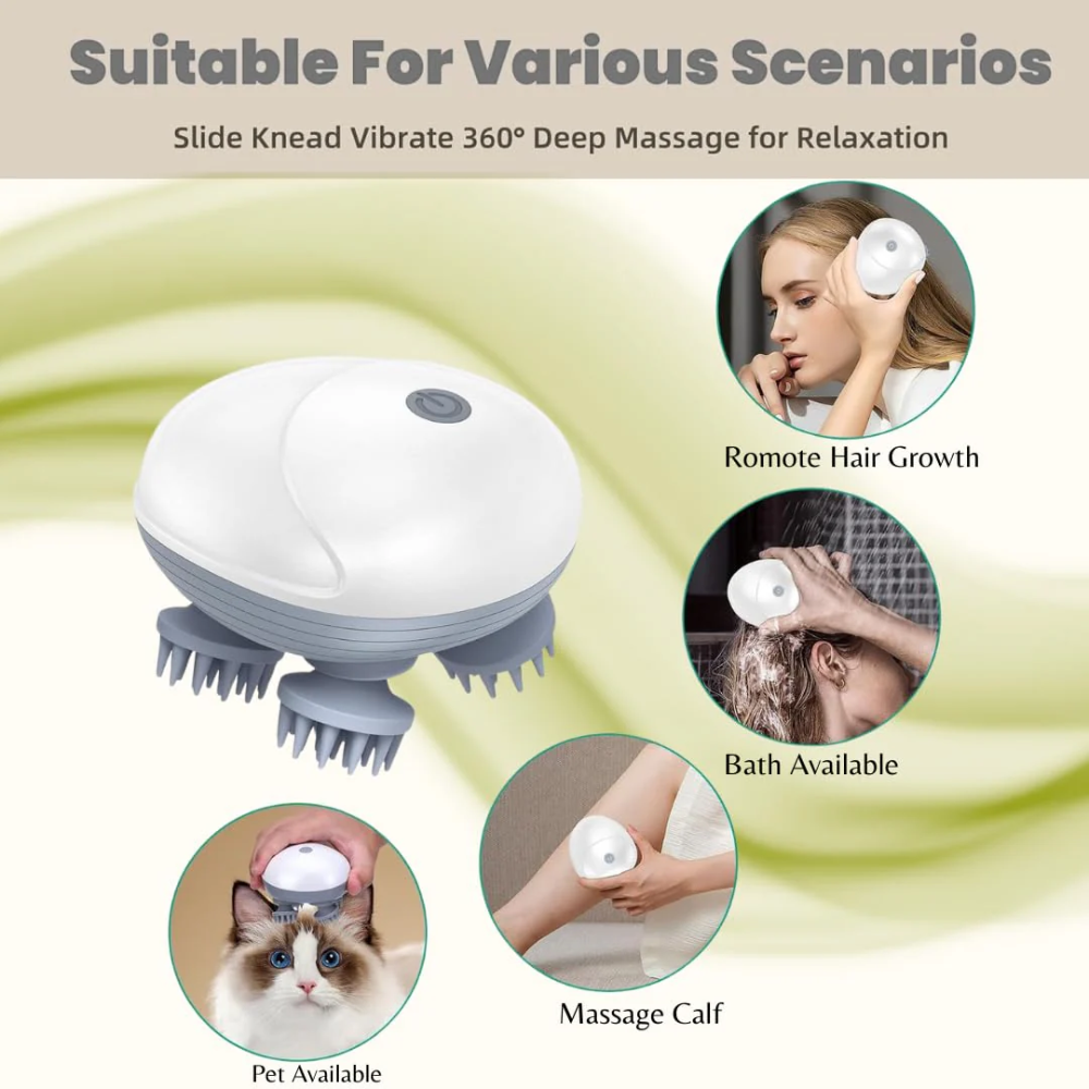Electric Scalp Massager with 3 Rotating Heads