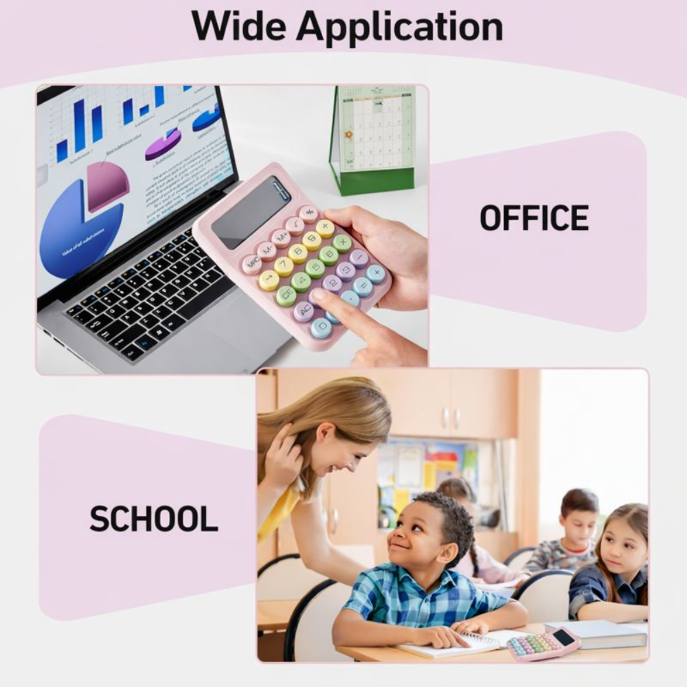 Cute Pastel Calculator with Large Display